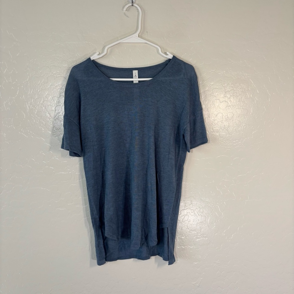 Lululemon Daya Knit Tee Cashmere Blend Heathered Blue Size 6